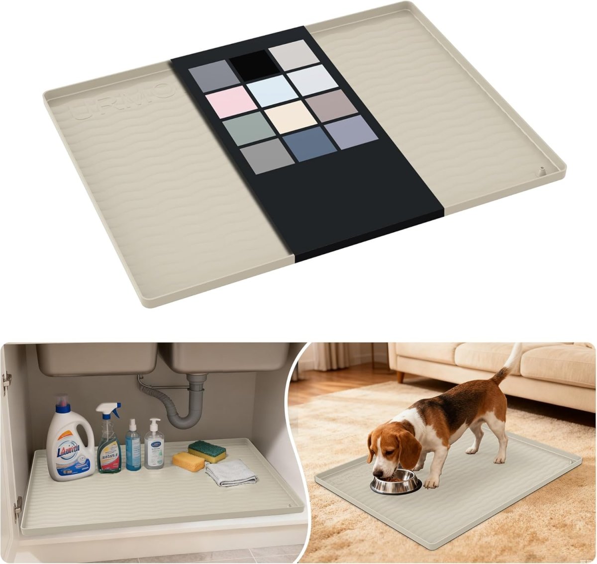 URMONA Waterproof Silicone Under Sink Mat 31 x 22 Shelf Liner for Kitchen and Bathroom, Cabinet and Counter Protector, Storage and Organizers, Litter Mat, Pet Cat Puppy Essentials(Dark Grey) - Homesidy.com
