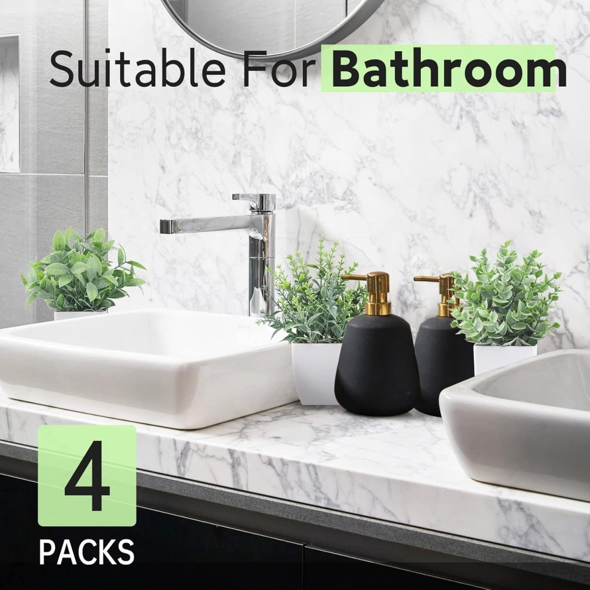 Der Rose 4 Pack Fake Plants Mini Artificial Greenery Potted Plants for Home Decor Indoor Office Table Room Farmhouse Bathroom Decor - Homesidy.com