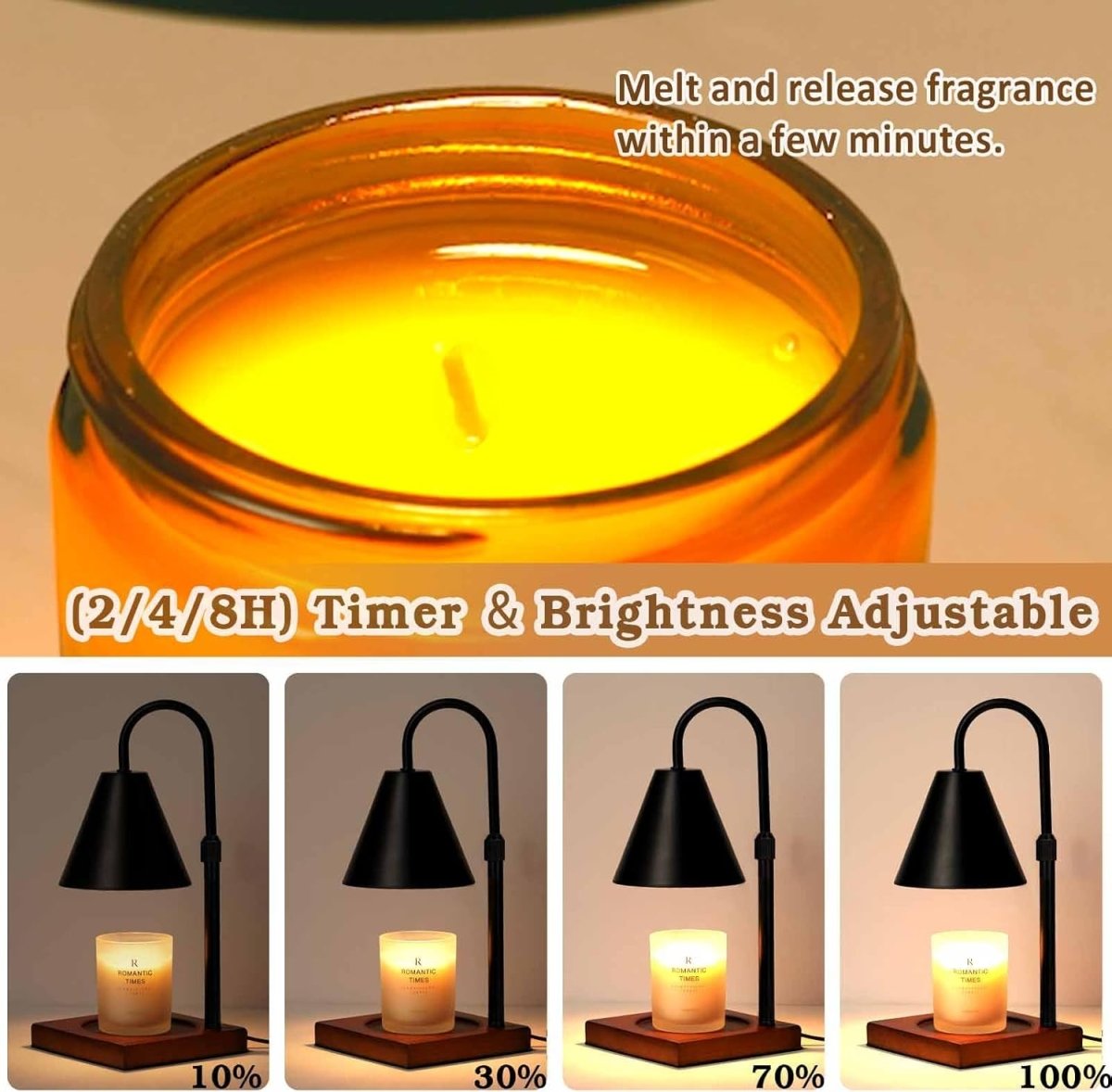 Modern Candle Warmer Lamp with Timer, Dimmable Candle Lamp Warmer, Men Women Christmas Birthday Gifts, Black Candle Warmer, Adjustable Candle Light Warmer, Cozy Living Room Bedroom Home Decor - Homesidy.com