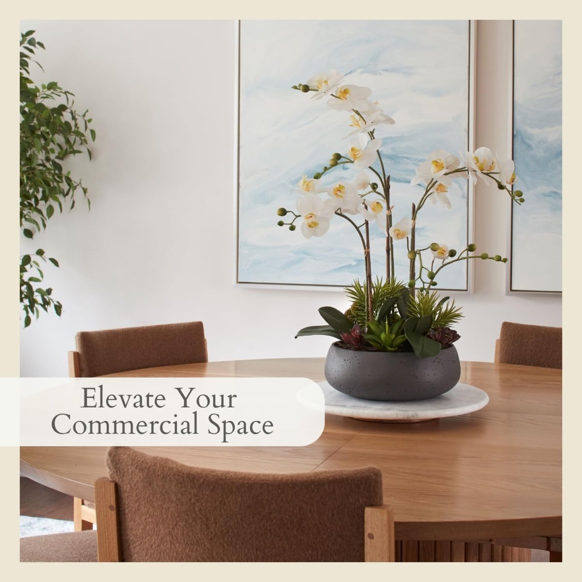 CG Hunter Faux White Orchid Plant, Premium Artificial Indoor Flower Display Stands 25 - Inches with Beautiful Sculptural Blooms and Foliage That Lasts Forever, Grey Planter Pot Included - Homesidy.com