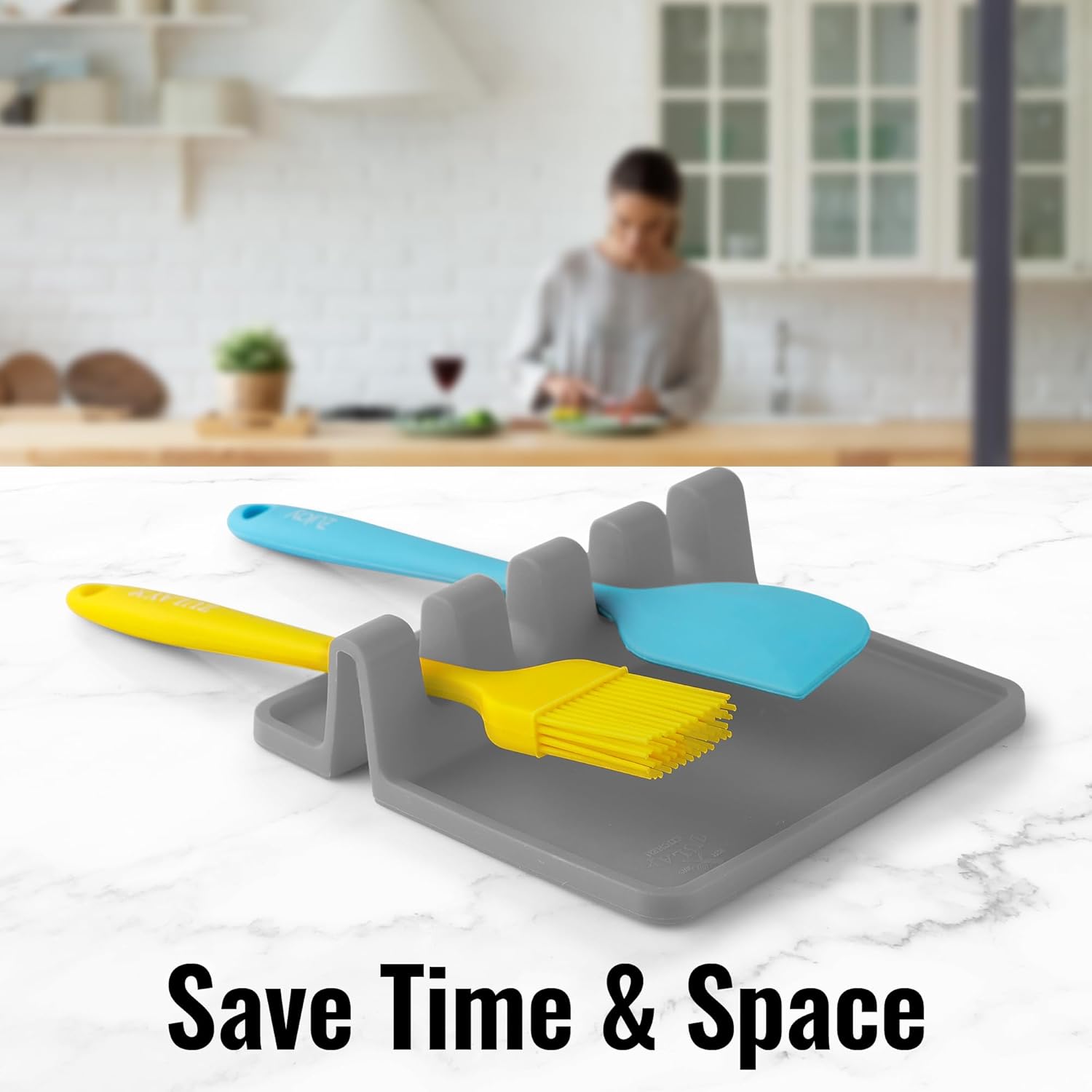 Zulay Kitchen Spoon Rest for Multiple Utensils High Heat - Resistant Silicone Drip Pad, BPA - Free Spoon Holder for Stove Top, Kitchen Gadget Holder for Ladles, Tongs, Cooking Spatula - Makes Great Gift - Homesidy.com