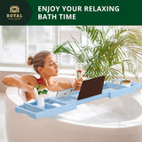 ROYAL CRAFT WOOD Bathtub Tray Caddy for Tub, Bamboo Bath Shelf, Premium Foldable Wood Bath Table, Expandable Bathtub &amp; Bathroom Accessories, New Home Gifts for Mom, Housewarming, Anniversary, Wedding - Homesidy.com