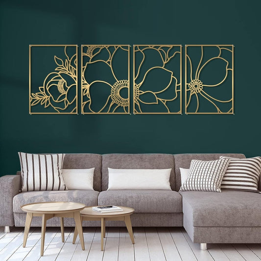 Glamativity 4 Pack Gold Wall Art Decor, Minimalist Single Line Real Metal Wall Art, Womans Body Shape Abstract Wall Art (Gold Classic Style, 17 x 11.8) - Homesidy.com