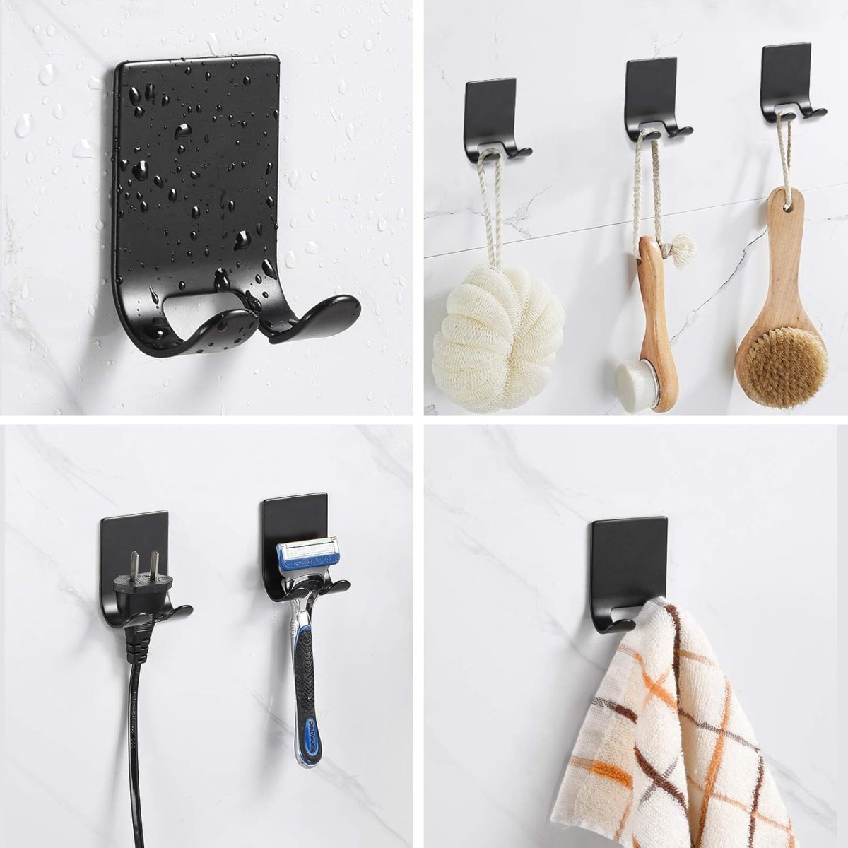 Razor Holder Shaver Hook Hanger Stand(2 Pack)Self Adhesive Stainless Steel Heavy Duty Utility Storage Hook,Shower Hook for Razor,Bathroom Kitchen Organizer for Plug Robe Towel Loofah Bathrobe Coat - Homesidy.com