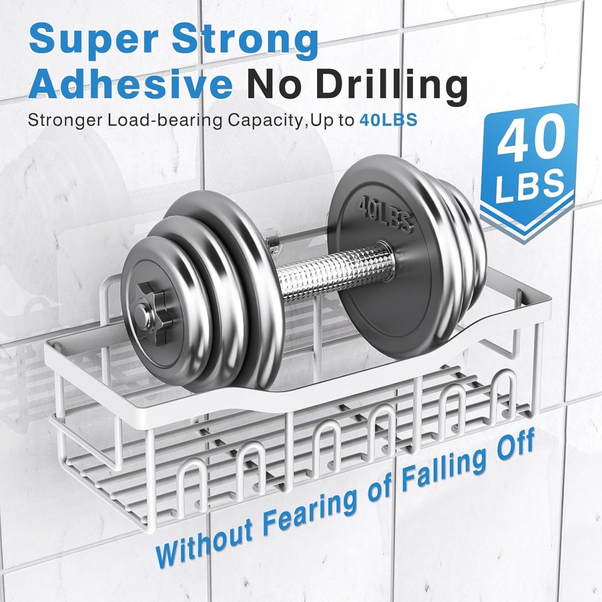 EUDELE 5 - Pack Rustproof Stainless Steel Shower Caddy Set– No Drill Adhesive Bathroom Organizer, Space - Saving Shower Shelves for Apartment Essentials, Bathroom/Kitchen Storage Home Decor - L Size - Homesidy.com