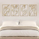 Glamativity 4 Pack Gold Wall Art Decor, Minimalist Single Line Real Metal Wall Art, Womans Body Shape Abstract Wall Art (Gold Classic Style, 17 x 11.8) - Homesidy.com