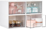 Vtopmart 4 Pack Small Clear Stackable Storage Drawers,Acrylic Bathroom Makeup Organizer,Plastic Storage Bins For Vanity, Undersink, Kitchen Cabinets, Pantry, Home Organization - Homesidy.com
