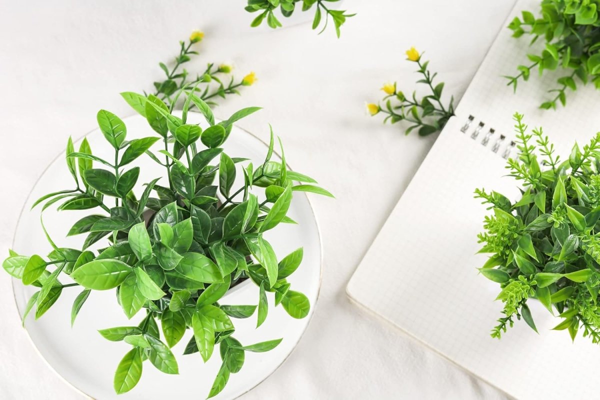 Der Rose 4 Pack Fake Plants Mini Artificial Greenery Potted Plants for Home Decor Indoor Office Table Room Farmhouse Bathroom Decor - Homesidy.com