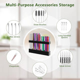 Malldii 9.5” Large Acrylic Straw Holder for Cabinet Door - Reusable Tumbler Straw Organizer Storage, Small Kitchen Accessories Container, Ultra Sticky Cupboard Door Mounted (Transparent) - Homesidy.com