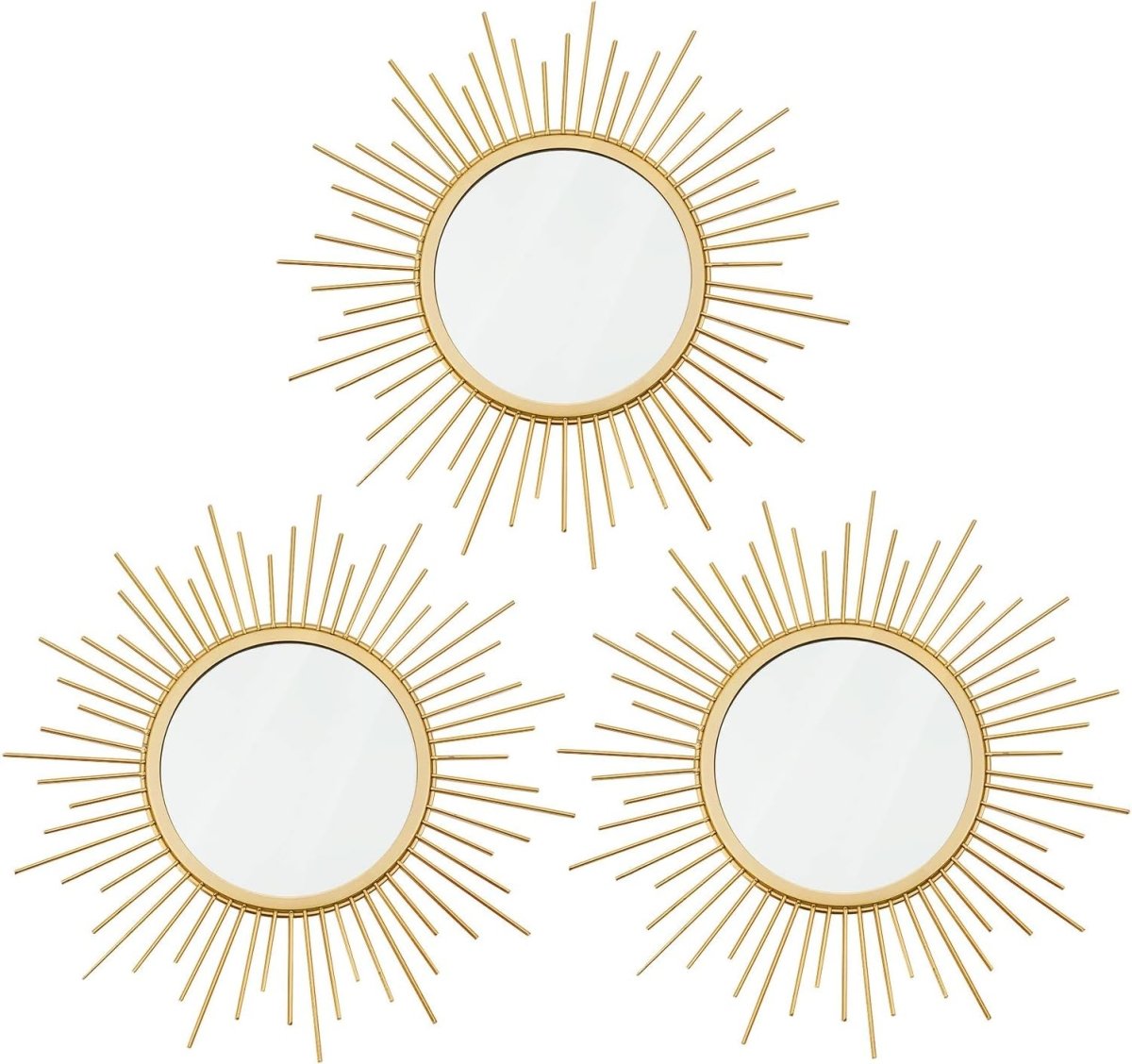 3 Pack Metal Mirrors for Wall Sunburst Wall Mirrors Home Décor Decorative Hanging Wall Art for Living Room Bedroom Entryway (Gold, Flower Sunburst) - Homesidy.com
