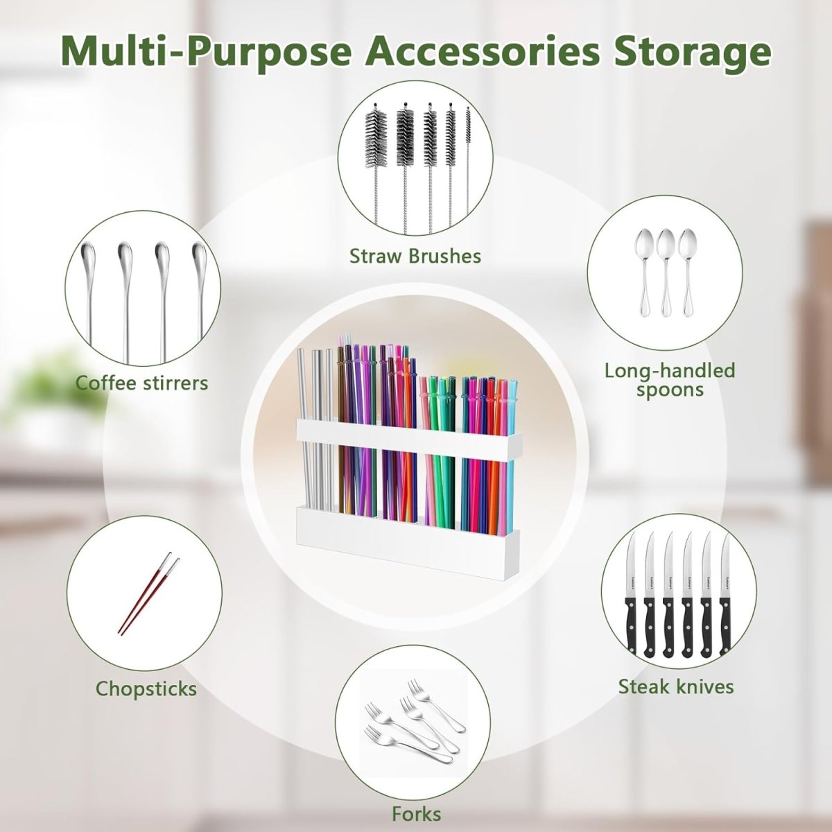 Malldii 9.5” Large Acrylic Straw Holder for Cabinet Door - Reusable Tumbler Straw Organizer Storage, Small Kitchen Accessories Container, Ultra Sticky Cupboard Door Mounted (Transparent) - Homesidy.com