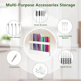 Malldii 9.5” Large Acrylic Straw Holder for Cabinet Door - Reusable Tumbler Straw Organizer Storage, Small Kitchen Accessories Container, Ultra Sticky Cupboard Door Mounted (Transparent) - Homesidy.com