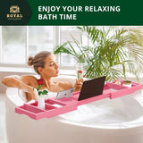 ROYAL CRAFT WOOD Bathtub Tray Caddy for Tub, Bamboo Bath Shelf, Premium Foldable Wood Bath Table, Expandable Bathtub &amp; Bathroom Accessories, New Home Gifts for Mom, Housewarming, Anniversary, Wedding - Homesidy.com