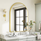VooBang Arched Wall Mirror, 30 x 38 inch Arch Bathroom Mirror, Wall Mounted Vanity Mirror with Arch Metal Frame, Modern Bathroom Vanity Mirror for Bedroom, Living Room, Hanging or Leaning, Black - Homesidy.com