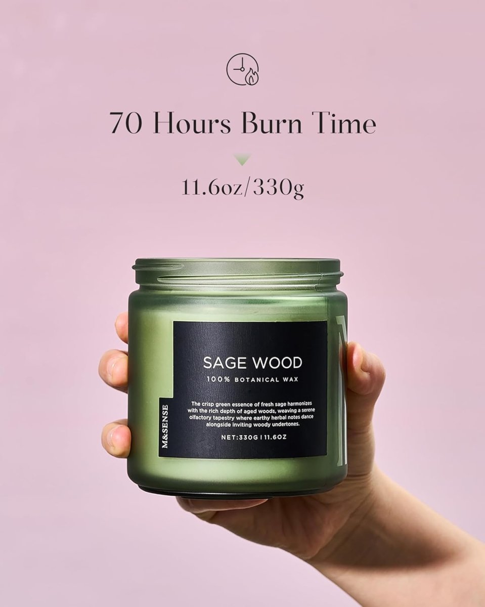 M&amp;SENSE Eucalyptus &amp; Mint Soy Candles for Home Scented, 11.6oz 70 Hour Burn Aromatherapy Candle Gift for Stress Relief, Meditation, Yoga, Relaxing SPA, Reusable Jar for Men and Women - Homesidy.com