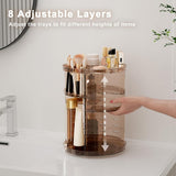 Rotating Makeup Organizer, DIY 8 Adjustable Layers Spinning Skincare Organizer, Cosmetic Display Case with Brush Holder Perfume Tray, Multi - Function Storage Carousel for Vanity Bathroom Countertop - Homesidy.com