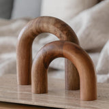 PEAKOLY Wood Arch Decorative Objects - Modern Bookshelf Decor, Coffee Table Sculpture, Floating Shelf Decor Accents, Japandi Home Decorations for Side, Console and Entryway Table - Homesidy.com