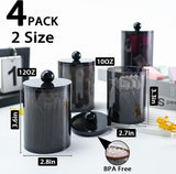 XIPENGKEJI 2 Pack Qtip Holder,Canister Apothecary Jar Set, Bathroom Jars with Lids Set for Cotton Swabs, Balls, Pads, Floss Picks,10oz - 12oz Plastic Canisters Restroom Bedroom Vanity Organizer(Black) - Homesidy.com