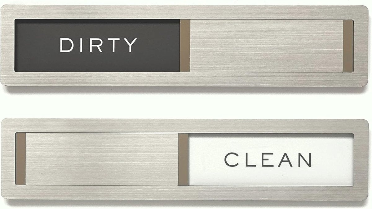 Clean dirty magnet for dishwasher, Kubik Letters Premium Stainless Steel Grade 304, Kitchen Organizers and Storage Decor Accessories, Extra Adhesive Tapes Included. - Homesidy.com