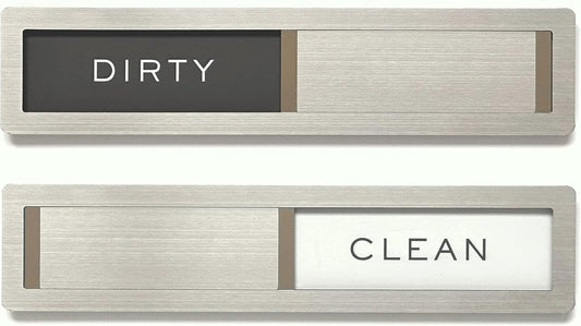 Clean dirty magnet for dishwasher, Kubik Letters Premium Stainless Steel Grade 304, Kitchen Organizers and Storage Decor Accessories, Extra Adhesive Tapes Included. - Homesidy.com