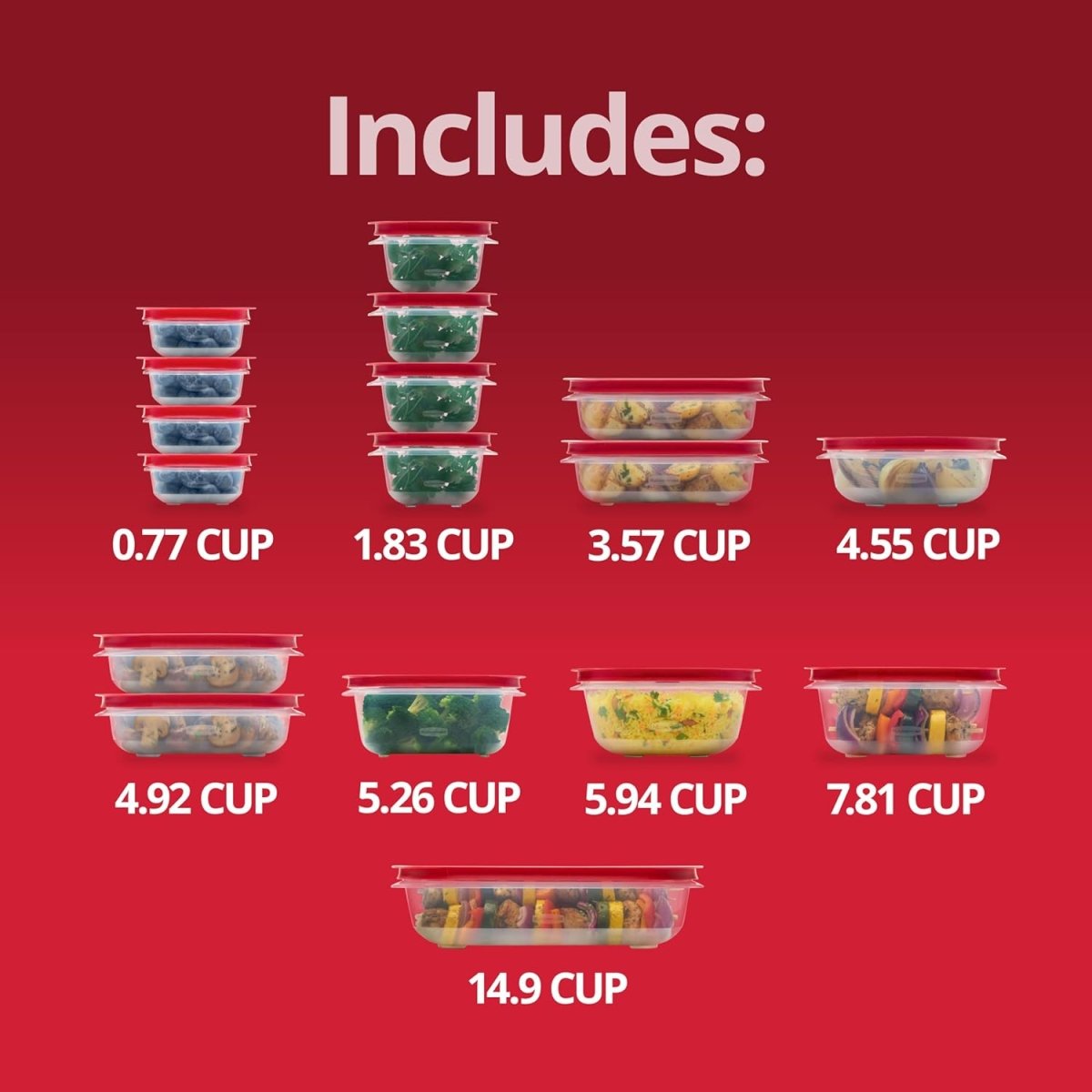 Rubbermaid 16 - Piece BPA - Free Plastic Food Storage Set, Red Vented Lids - Microwave, Dishwasher Safe: Perfect for Meal Prep, Leftovers, and Kitchen Organization - Homesidy.com