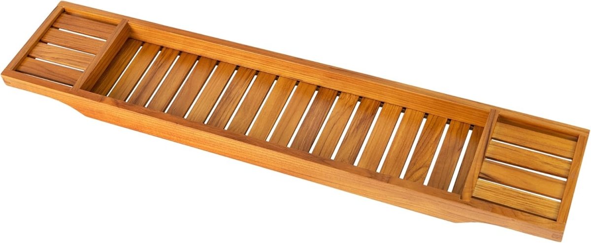 VaeFae Teak Bathtub Tray, Wooden Bath Caddy for Bathtub, Bath Tub Wood Table for Tub - Homesidy.com