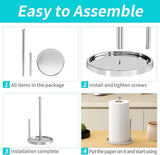 Paper Towel Holder Countertop, Standing Paper Roll Holder with Anti Slip Weighted Base, Stainless Steel Freestanding Paper Towel Holder for Kitchen, Black - Homesidy.com