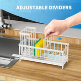Cisily Black Sponge Holder for Kitchen Sink, Sink Caddy Organizer with High Brush Holder, Kitchen Countertop Organizers and Storage Essentials, Rustproof 304 Stainless Steel, Soap Dispenser Organize - Homesidy.com