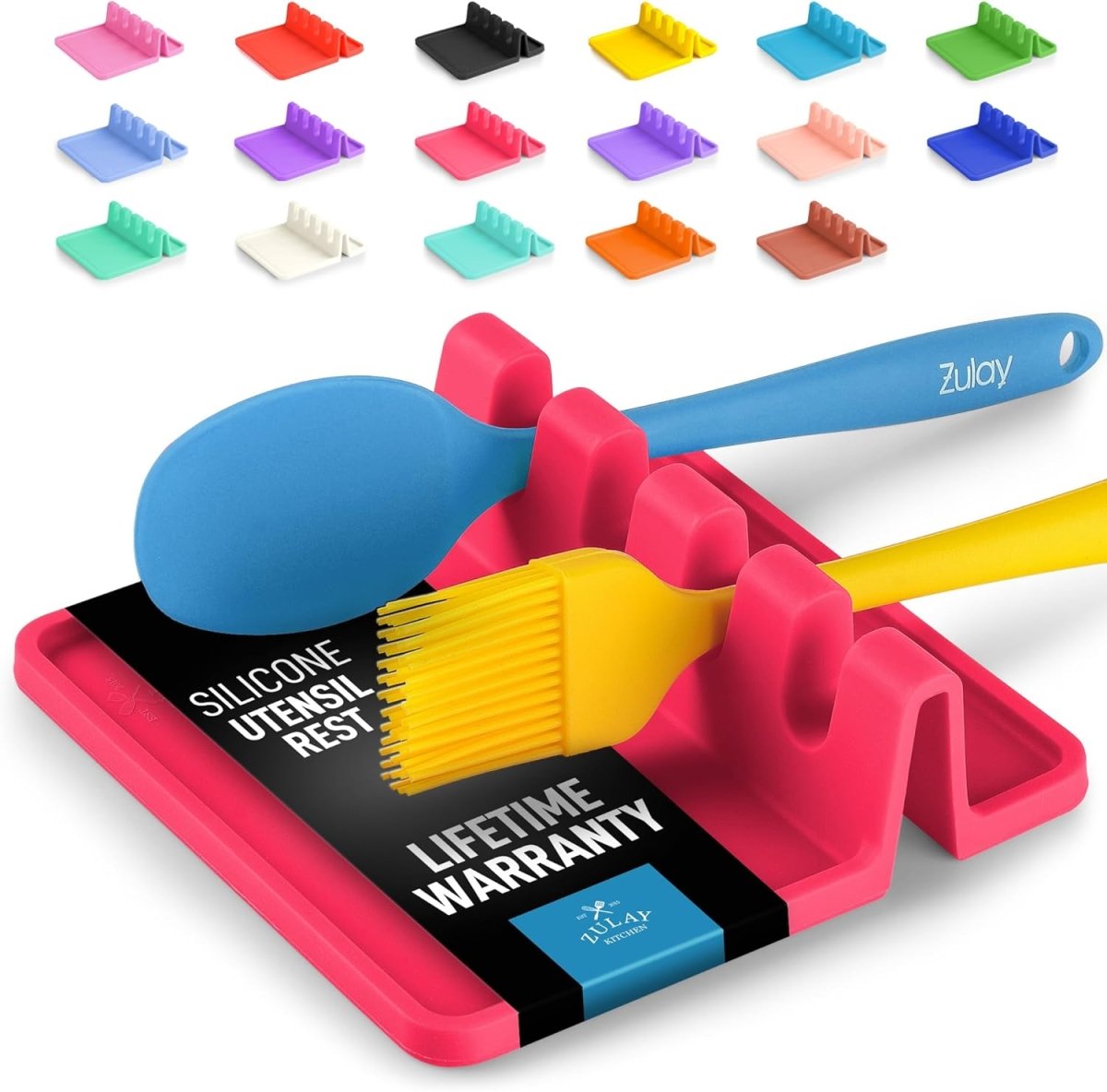 Zulay Kitchen Spoon Rest for Multiple Utensils High Heat - Resistant Silicone Drip Pad, BPA - Free Spoon Holder for Stove Top, Kitchen Gadget Holder for Ladles, Tongs, Cooking Spatula - Makes Great Gift - Homesidy.com