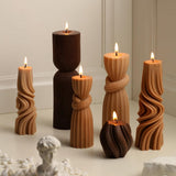 Threlaco 6 Pcs Pillar Candles Modern Aesthetic Ribbed Decorative Candle Set Cute Soy Wax Scented Ribbed Decor for Home(White,2.36 - 6.89 Inch) - Homesidy.com
