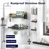 NESOMI Shower Caddy Adhesive Shower Organizer 7 - Pack, Rustproof Stainless Steel Bathroom Shelves, Large Capacity No - Drill Rack Storage Accessories with Soap Dish Toothbrush Holder &amp;24 Hooks Home Decor - Homesidy.com