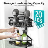 HAMITOR Corner Shower Caddy Tension Pole: Rustproof 4 - Tier Bathroom Organizer Shelves for Bathtub Shampoo Storage - 47 - 121 Inch Quick Install Adjustable Rod Standing Rack with Soap Rack - Silver Gray - Homesidy.com