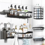 NESOMI Shower Caddy Adhesive Shower Organizer 7 - Pack, Rustproof Stainless Steel Bathroom Shelves, Large Capacity No - Drill Rack Storage Accessories with Soap Dish Toothbrush Holder &amp;24 Hooks Home Decor - Homesidy.com