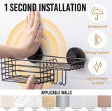 LEVERLOC Shower Caddy Suction Cup, 2 Pack Shower Shelves for Inside Shower with Hooks &amp; Soap Holder, NO - Drilling Bathroom Shower Organizer, Rustproof Meatl Shower Holder Storage, Black - Homesidy.com