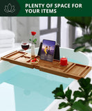 ROYAL CRAFT WOOD Bathtub Tray Caddy for Tub, Bamboo Bath Shelf, Premium Foldable Wood Bath Table, Expandable Bathtub &amp; Bathroom Accessories, New Home Gifts for Mom, Housewarming, Anniversary, Wedding - Homesidy.com