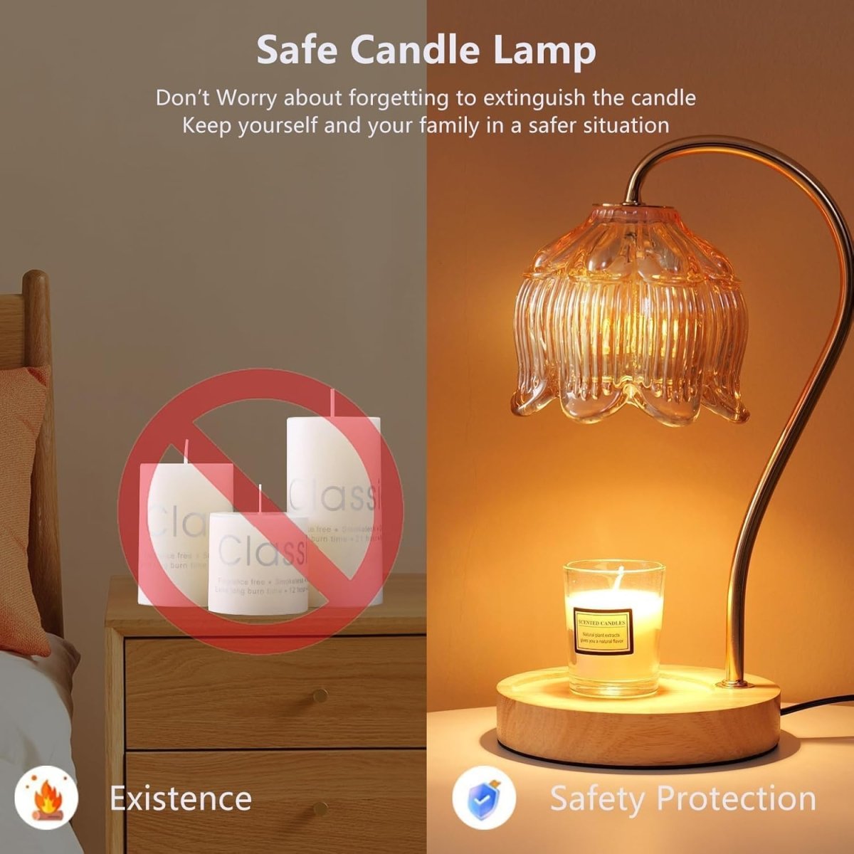 GEEZO Fragrance Candle Warmer Lamp，Electric Candle Warmer with Timer &amp; Dimmer，Mom Christmas Birthday Gifts for Women, House Warming Gifts New Home Bedroom Decor - Homesidy.com