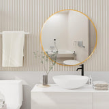 HARRITPURE Round Mirror 30 Black Wall Mounted Circle Mirrors Vanity Mirror with Brushed Aluminum Alloy Frame Modern Decoration for Bathroom, Living Room, Vanity, Bedroom, Entryway - Homesidy.com