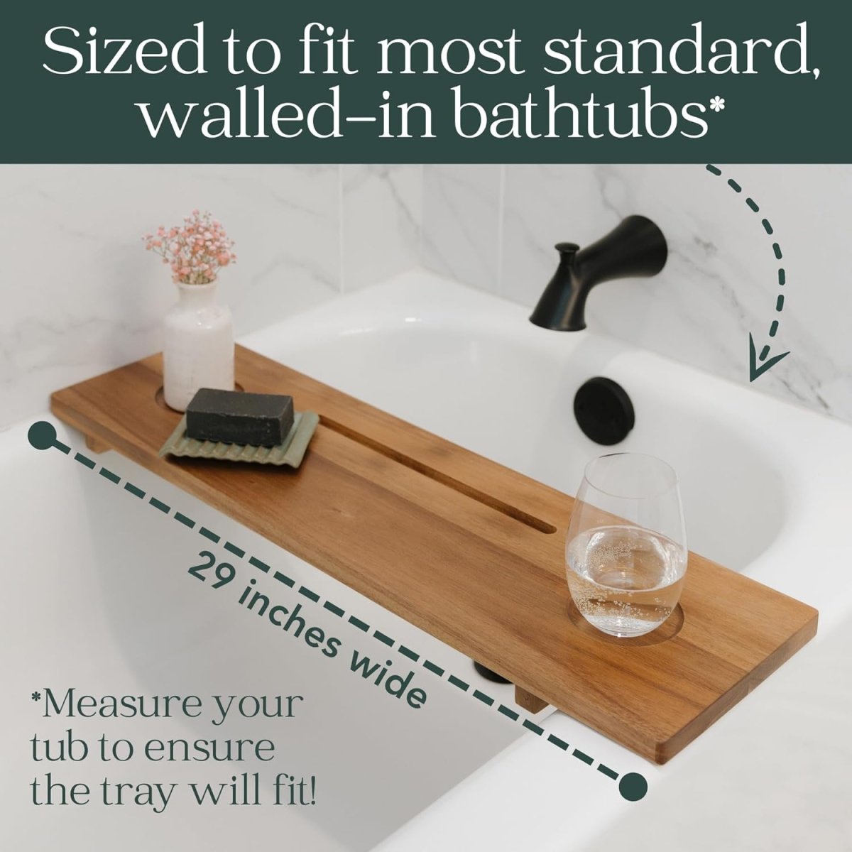 Premium Nature Shed Bathtub Tray for Freestanding Bath | Large &amp; Thick 35” Acacia Wood Luxury Bath Tray for Tub | Anti - Tip, Non - Toxic, Adjustable Bathtub Trays for Tub with Bathroom Accessories Holder - Homesidy.com