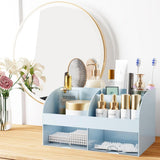 Makeup Organizer with Drawers, Cosmetic Storage for Dresser Vanity and Bathroom Countertop, Beauty Holder for Lipstick Brush, Skincare Organizer for Vanity, Cosmetic Display Case (White) - Homesidy.com
