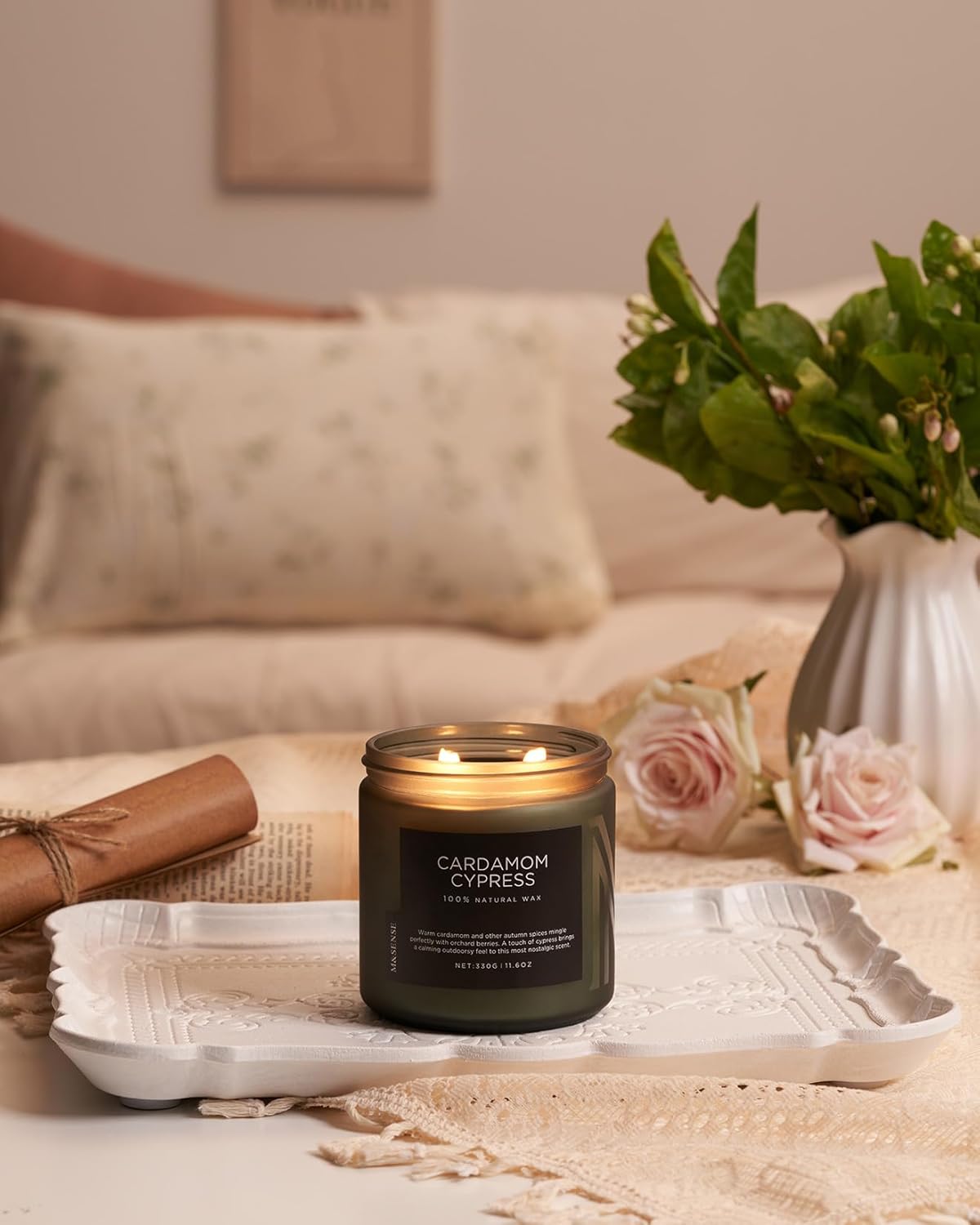 M&amp;SENSE Ode to Winter Soy Candles Strong Scented, 2 Wick Jar Candle 19.4oz 110 Hour Long Lasting, Lavender Sandalwood Organic Natural Aromatherapy Candle Gifts Bedroom Bathroom Home Decor - Homesidy.com