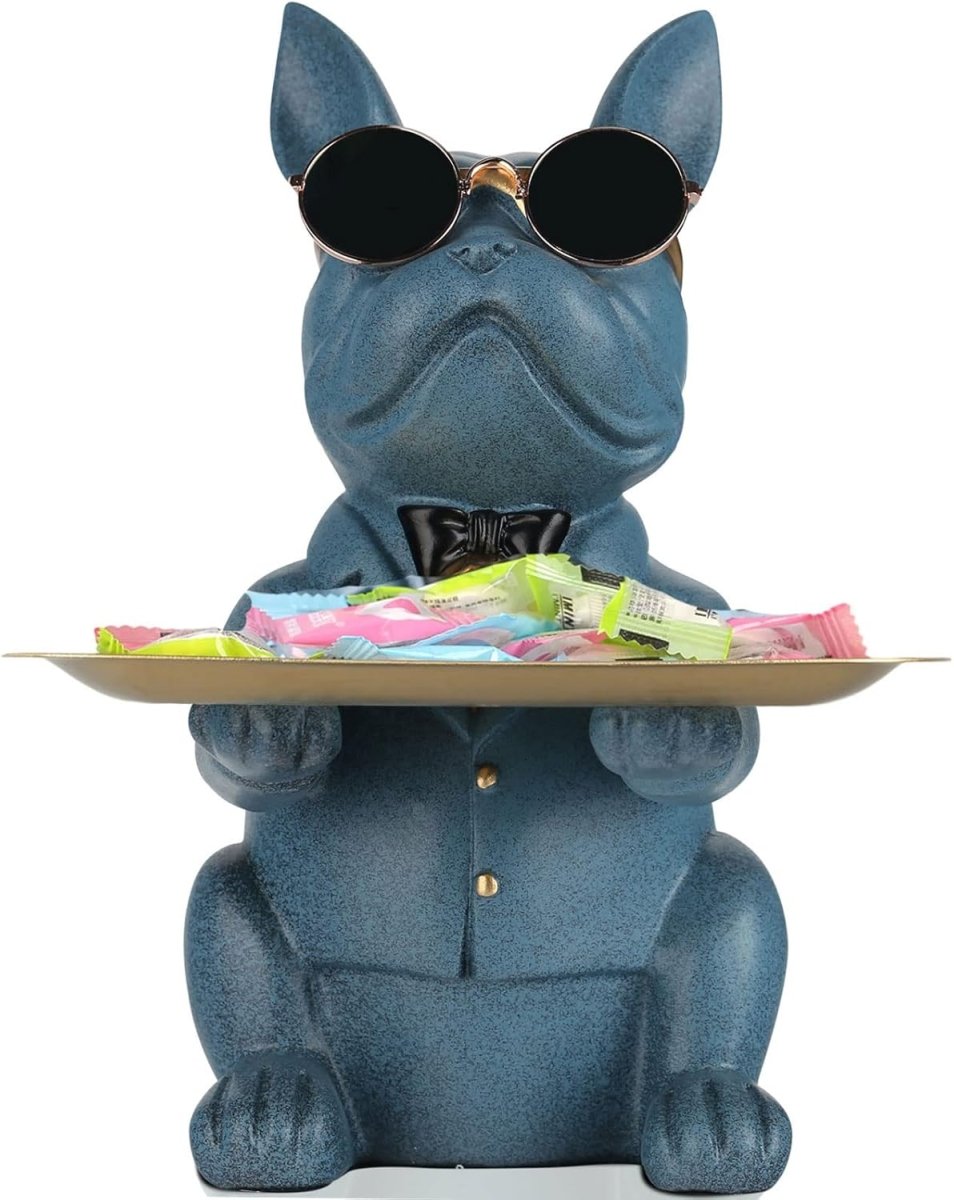 French Bulldog Gifts Statue Tray Organizer for Keys, Candy, Jewelry, Earrings, Entrance Piggy Bank - Modern Decor Resin French Bulldog Decor Entryway Table, Coffee Table, Office Desk, Home Decor - Homesidy.com
