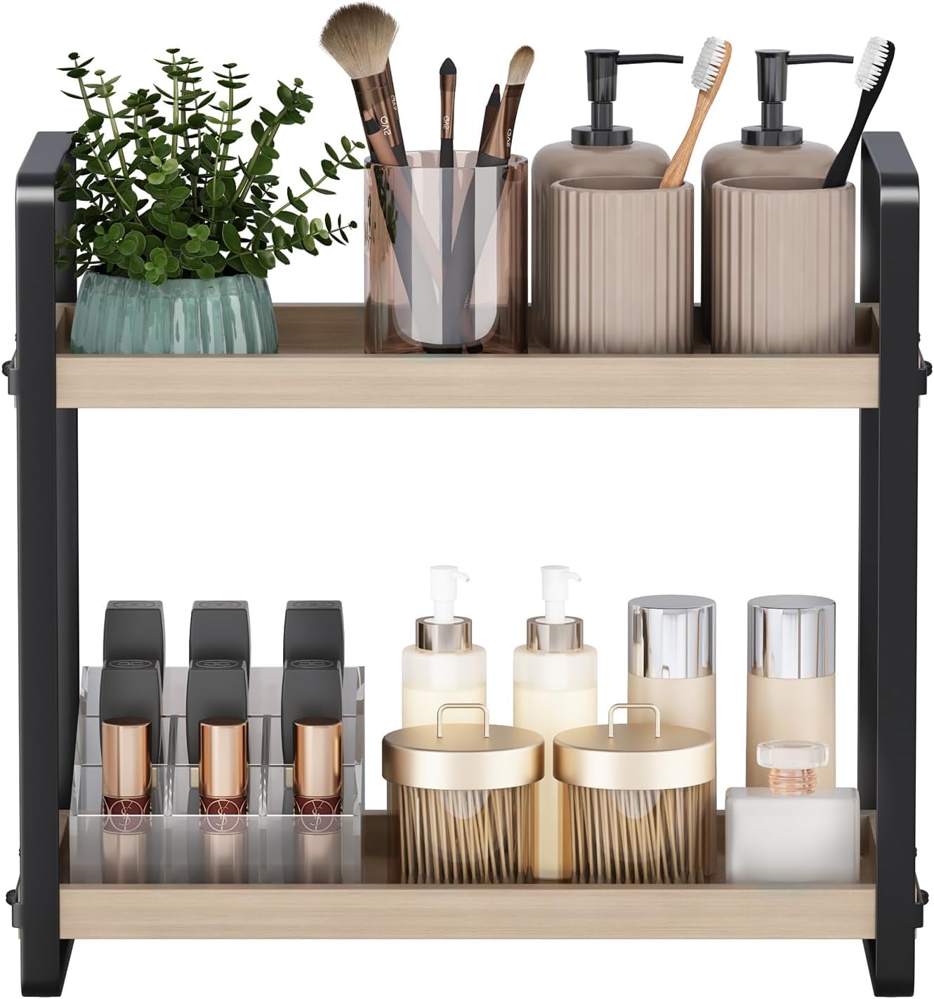 HNRLOY Bathroom Counter Organizer,Bathroom Countertop Organizer,Counter Shelf,Countertop Storage,Organization and Storage,Makeup Shelf,Sink Caddy(Brown 3 Tier) - Homesidy.com