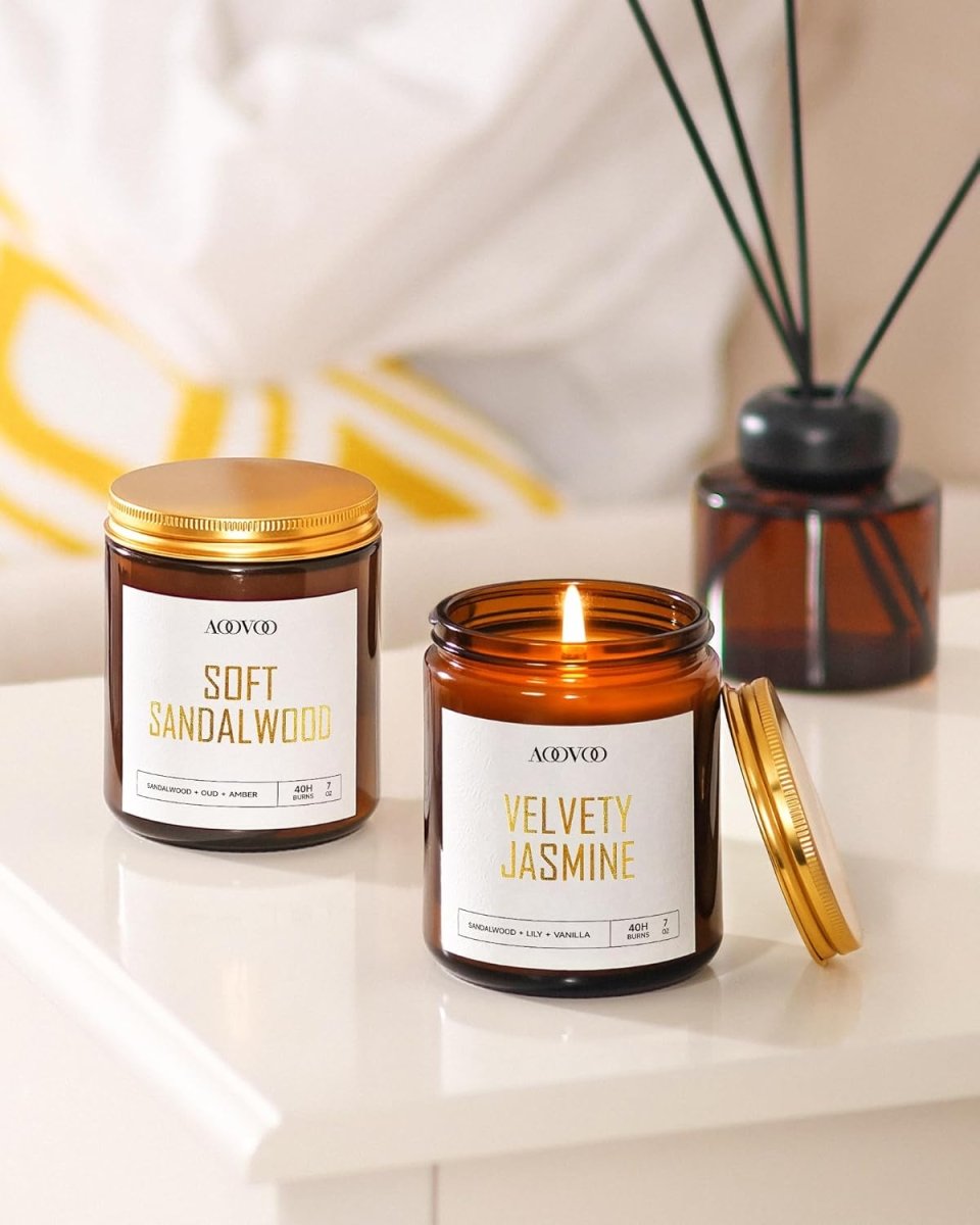 AOOVOO Scented Candles - 4PC Candle Set, 36 oz Soy Candles, Soy Candle for Home Scented, Lavender/Vanilla/Eucalyptus/Sage - Homesidy.com