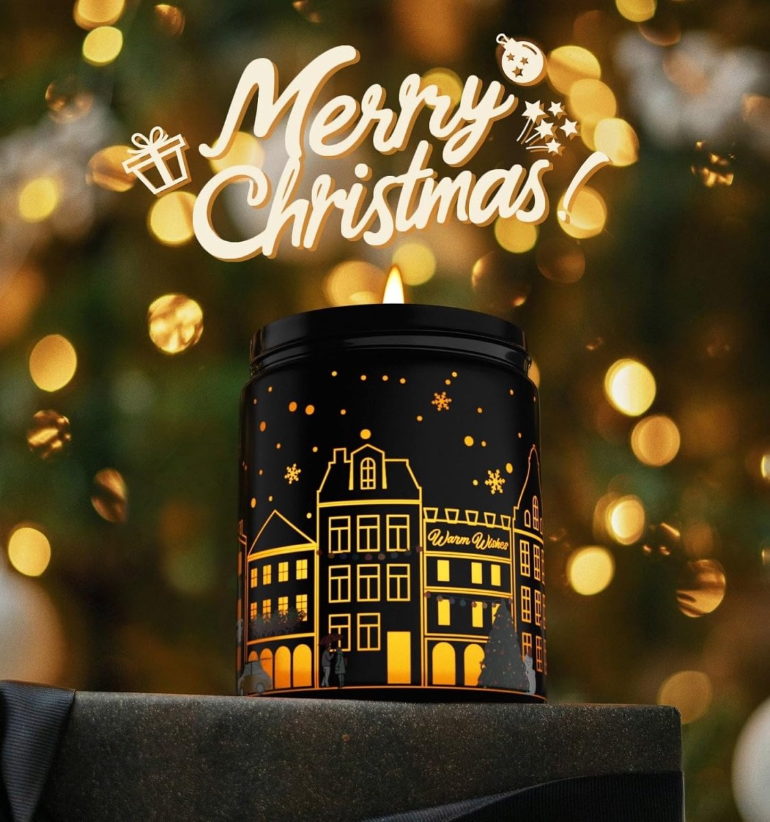 Merry Christmas Candles with Warmer LED, Christmas Decor Gifts Winter Candle with Pine Wood Spice Scents, Cypress Candle Over 40 Hours Burn Time, Home Decorations Indoor, 100% Soy Wax,White - Homesidy.com