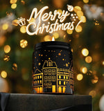 Merry Christmas Candles with Warmer LED, Christmas Decor Gifts Winter Candle with Pine Wood Spice Scents, Cypress Candle Over 40 Hours Burn Time, Home Decorations Indoor, 100% Soy Wax,White - Homesidy.com