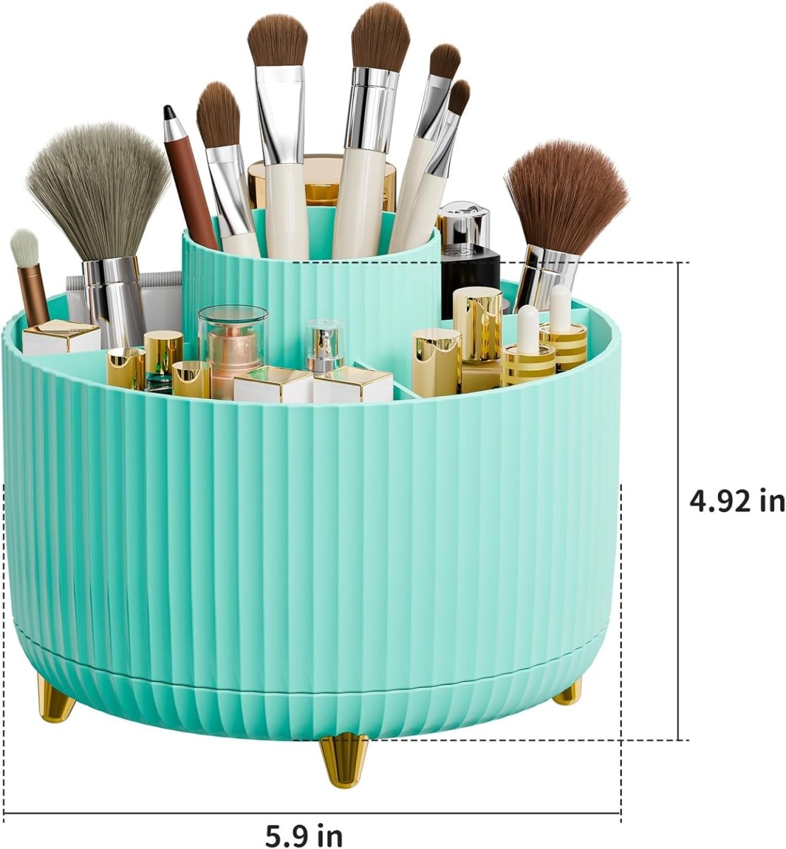 fanado 360° Rotate Makeup Brush Holder Organizer, Makeup Organizers Countertop, Makeup organization and Skincare Storage for Vanity, Desktop, Bathroom (White) - Homesidy.com