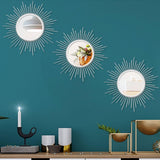 3 Pack Metal Mirrors for Wall Sunburst Wall Mirrors Home Décor Decorative Hanging Wall Art for Living Room Bedroom Entryway (Gold, Flower Sunburst) - Homesidy.com