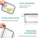 Vtopmart 5Pack 22oz Glass Storage Containers with Lids, Glass Meal Prep Food Container Sets with Snap Airtight Lids for Microwave, Oven, Freezer and Dishwasher, Grey - Homesidy.com
