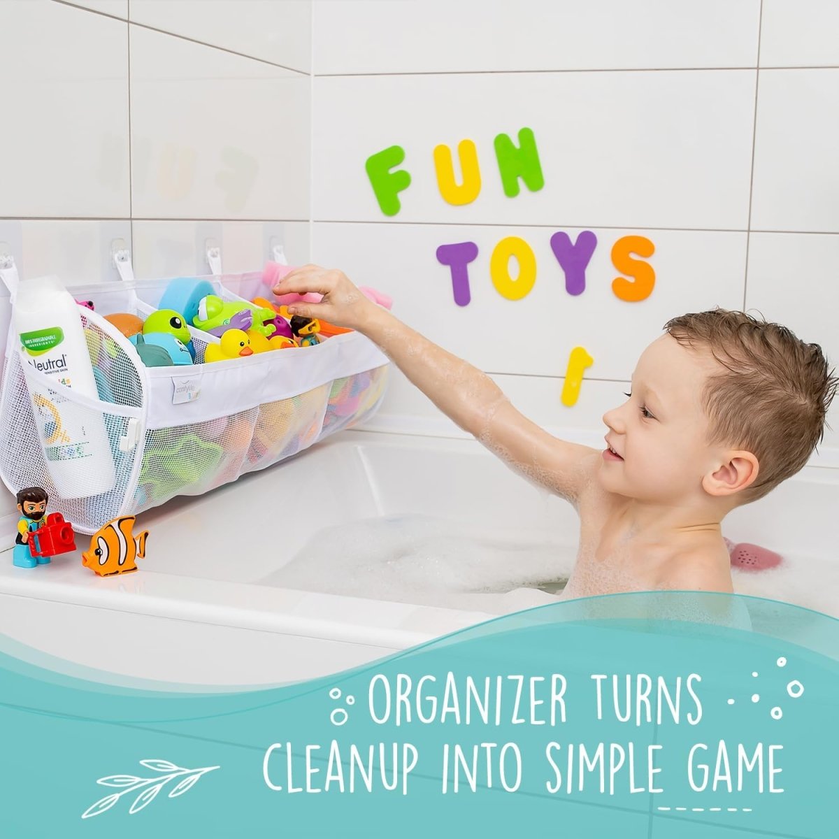 2 x Mesh Bath Toy Organizer 8 Ultra Strong Hooks – The Perfect Bathtub Toy Holder &amp; Bathroom or Shower Caddy – These Multi - use Net Bags Make Baby Bath Toy Storage Easy – For Kids &amp; Toddlers - Homesidy.com