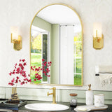 VooBang Arched Wall Mirror, 30 x 38 inch Arch Bathroom Mirror, Wall Mounted Vanity Mirror with Arch Metal Frame, Modern Bathroom Vanity Mirror for Bedroom, Living Room, Hanging or Leaning, Black - Homesidy.com